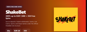 ShakeBet Welcome Offer Banner